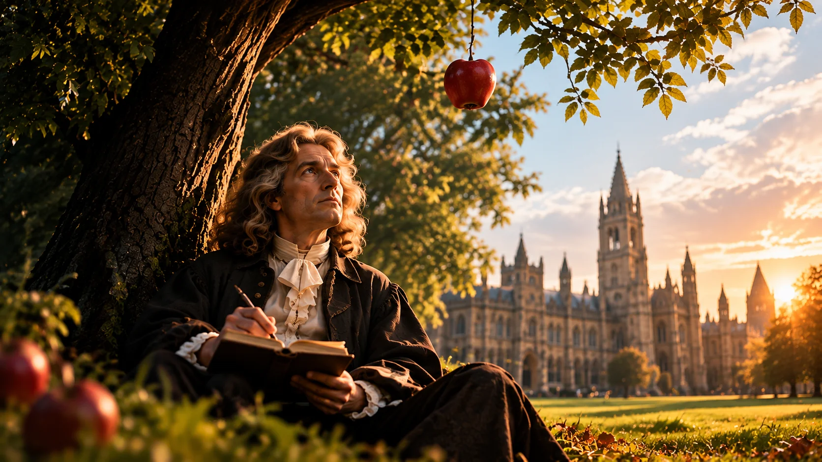 Isaac Newton under apple tree